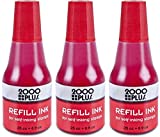 2000 PLUS Ink Refill for Self-Inking Stamps and Stamp Pads, Red, 0.9oz (032960) 3 Pack